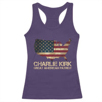 Charlie Kirk Racerback Tank Top Great American Patriot USA Flag - Wonder Print Shop