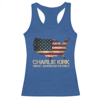 Charlie Kirk Racerback Tank Top Great American Patriot USA Flag - Wonder Print Shop