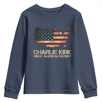 Charlie Kirk Youth Sweatshirt Great American Patriot USA Flag - Wonder Print Shop