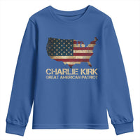 Charlie Kirk Youth Sweatshirt Great American Patriot USA Flag - Wonder Print Shop
