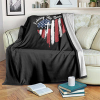 Charlie Kirk Memorial Throw Blanket Battle Cry Erika Kirk Christian USA Flag Cross - Wonder Print Shop