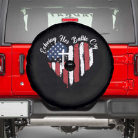 Charlie Kirk Memorial Spare Tire Cover Battle Cry Erika Kirk Christian USA Flag Cross - Wonder Print Shop