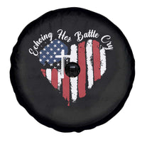 Charlie Kirk Memorial Spare Tire Cover Battle Cry Erika Kirk Christian USA Flag Cross - Wonder Print Shop