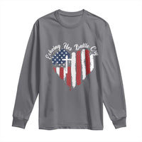 Charlie Kirk Memorial Long Sleeve Shirt Battle Cry Erika Kirk Christian USA Flag Cross - Wonder Print Shop