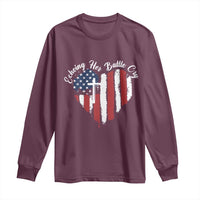Charlie Kirk Memorial Long Sleeve Shirt Battle Cry Erika Kirk Christian USA Flag Cross - Wonder Print Shop