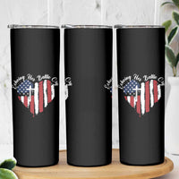 Charlie Kirk Memorial Skinny Tumbler Battle Cry Erika Kirk Christian USA Flag Cross - Wonder Print Shop
