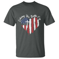 Charlie Kirk Memorial T Shirt Battle Cry Erika Kirk Christian USA Flag Cross - Wonder Print Shop