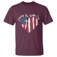 Charlie Kirk Memorial T Shirt Battle Cry Erika Kirk Christian USA Flag Cross - Wonder Print Shop