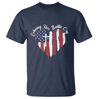 Charlie Kirk Memorial T Shirt Battle Cry Erika Kirk Christian USA Flag Cross - Wonder Print Shop