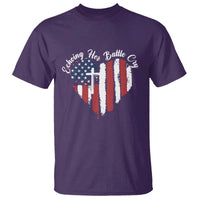 Charlie Kirk Memorial T Shirt Battle Cry Erika Kirk Christian USA Flag Cross - Wonder Print Shop