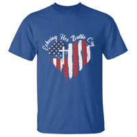 Charlie Kirk Memorial T Shirt Battle Cry Erika Kirk Christian USA Flag Cross - Wonder Print Shop