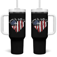 Charlie Kirk Memorial Tumbler With Handle Battle Cry Erika Kirk Christian USA Flag Cross - Wonder Print Shop