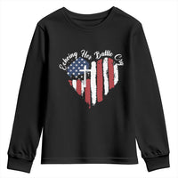 Charlie Kirk Memorial Youth Sweatshirt Battle Cry Erika Kirk Christian USA Flag Cross - Wonder Print Shop