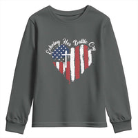 Charlie Kirk Memorial Youth Sweatshirt Battle Cry Erika Kirk Christian USA Flag Cross - Wonder Print Shop