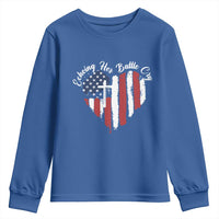 Charlie Kirk Memorial Youth Sweatshirt Battle Cry Erika Kirk Christian USA Flag Cross - Wonder Print Shop