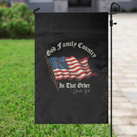 God Family Country In That Order Garden Flag Charlie Kirk Patriotic Christian Vintage USA Flag - Wonder Print Shop