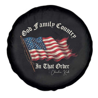 God Family Country In That Order Spare Tire Cover Charlie Kirk Patriotic Christian Vintage USA Flag - Wonder Print Shop