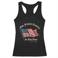 God Family Country In That Order Racerback Tank Top Charlie Kirk Patriotic Christian Vintage USA Flag - Wonder Print Shop