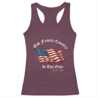 God Family Country In That Order Racerback Tank Top Charlie Kirk Patriotic Christian Vintage USA Flag - Wonder Print Shop