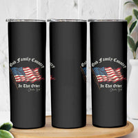God Family Country In That Order Skinny Tumbler Charlie Kirk Patriotic Christian Vintage USA Flag - Wonder Print Shop
