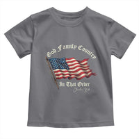 God Family Country In That Order Toddler T Shirt Charlie Kirk Patriotic Christian Vintage USA Flag - Wonder Print Shop