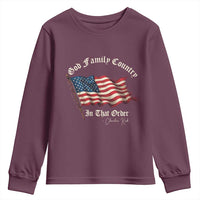 God Family Country In That Order Youth Sweatshirt Charlie Kirk Patriotic Christian Vintage USA Flag - Wonder Print Shop