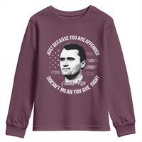 Charlie Kirk Youth Sweatshirt Free Speech Retro USA Flag - Wonder Print Shop