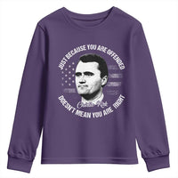 Charlie Kirk Youth Sweatshirt Free Speech Retro USA Flag - Wonder Print Shop