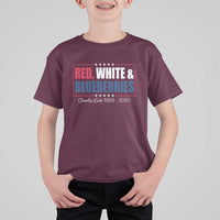Red White Blueberries T Shirt For Kid Charlie Kirk Inspired Patriotic Memorial Freedom - Wonder Print Shop