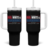 Red White Blueberries Tumbler With Handle Charlie Kirk Inspired Patriotic Memorial Freedom - Wonder Print Shop
