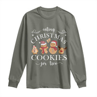 Christmas Pregnancy Announcement Long Sleeve Shirt Eating Xmas Cookies For Two Maternity Gift