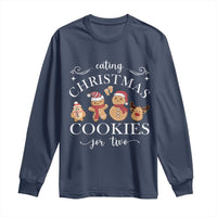 Christmas Pregnancy Announcement Long Sleeve Shirt Eating Xmas Cookies For Two Maternity Gift
