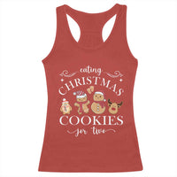 Christmas Pregnancy Announcement Racerback Tank Top Eating Xmas Cookies For Two Maternity Gift