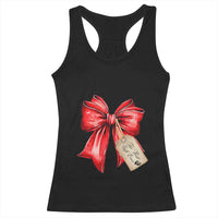 Christmas Pregnancy Announcement Racerback Tank Top Coquette Bow Xmas Maternity Gift