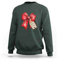 Christmas Pregnancy Announcement Sweatshirt Coquette Bow Xmas Maternity Gift - Wonder Print Shop