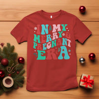 Christmas Pregnancy Announcement T Shirt Merry & Pregnant Era Cute Groovy Christmas Holiday Xmas - Wonder Print Shop