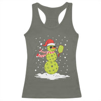 Pickleball Christmas Racerback Tank Top Santa Hat Snowman Xmas