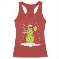 Pickleball Christmas Racerback Tank Top Santa Hat Snowman Xmas