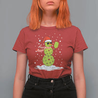 Pickleball Christmas T Shirt For Women Santa Hat Snowman Xmas - Wonder Print Shop