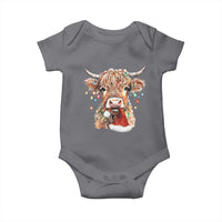 Christmas Cow Baby Onesie Highland Cow Lights Santa Hats Farm Xmas