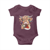 Christmas Cow Baby Onesie Highland Cow Lights Santa Hats Farm Xmas