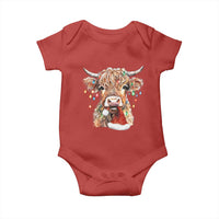 Christmas Cow Baby Onesie Highland Cow Lights Santa Hats Farm Xmas