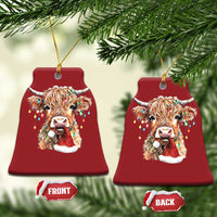 Xmas Cow Christmas Ornament Highland Cow Lights Santa Hats Farm Xmas - Wonder Print Shop
