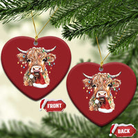 Xmas Cow Christmas Ornament Highland Cow Lights Santa Hats Farm Xmas - Wonder Print Shop