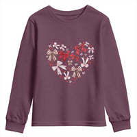 Coquette Valentine's Day Heart Bow Youth Sweatshirt