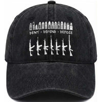 Deny Defend Depose Washed Cotton Baseball Cap Capitalism Revolution Morale Gun Lover