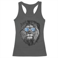 Lion Lovers Racerback Tank Top Wearing Glasses Retro Vintage Style Detroit Fan