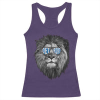 Lion Lovers Racerback Tank Top Wearing Glasses Retro Vintage Style Detroit Fan