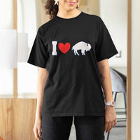 Vintage Buffalo T Shirt For Women American I Love Bison - Wonder Print Shop
