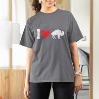 Vintage Buffalo T Shirt For Women American I Love Bison - Wonder Print Shop